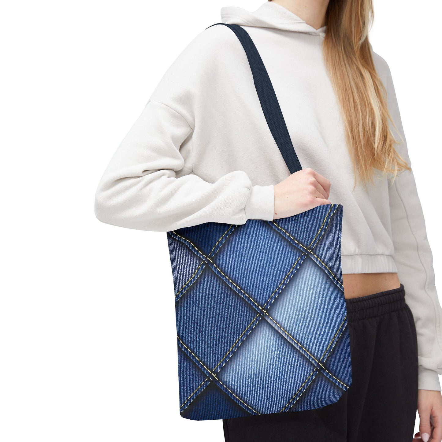 Denim Fabric Imitation Print Unisex Canvas Bag Poly Spun 3 Sizes Tote Bag 101