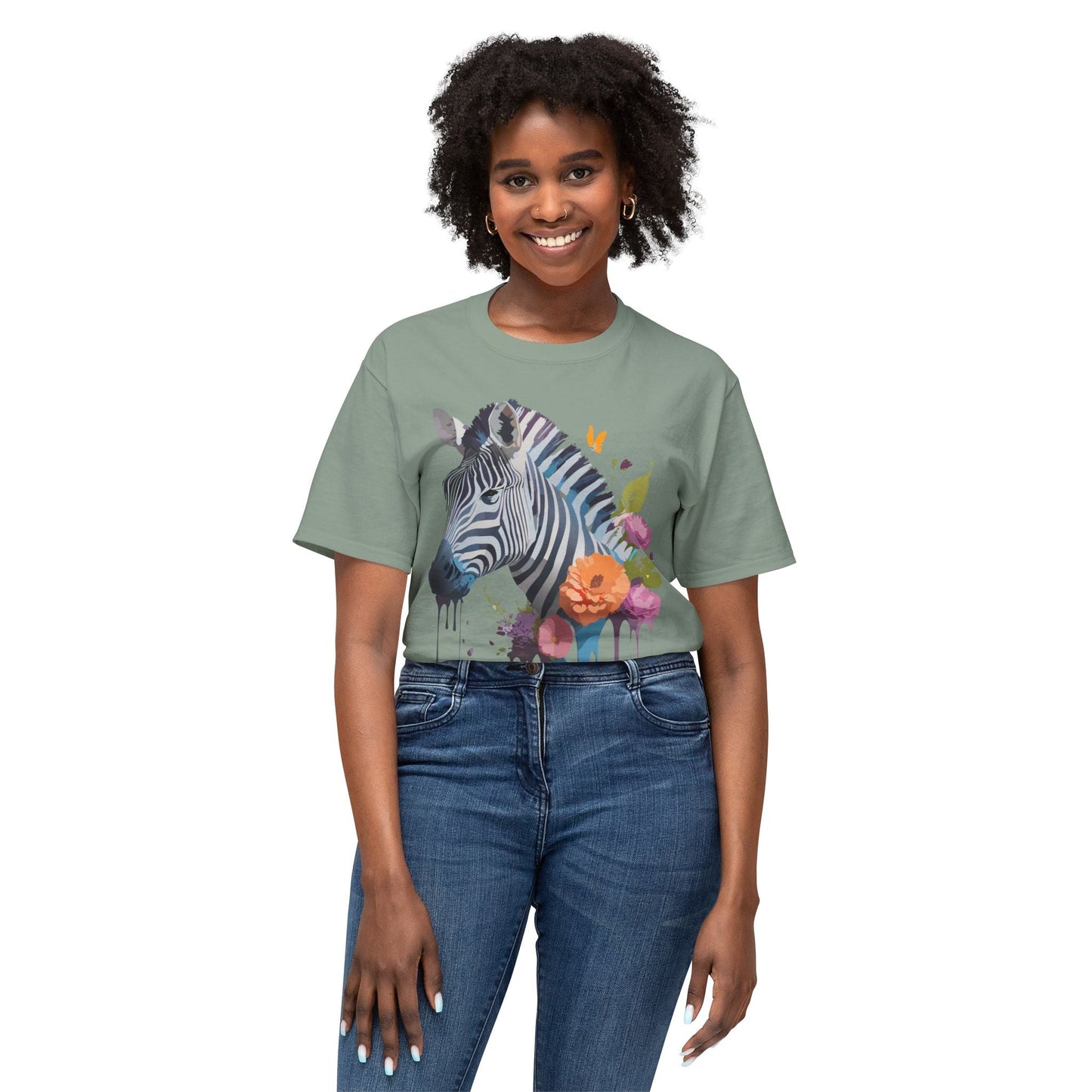 Unisex Zebra Art T Shirt With Full Color Print HD Cotton Tee Made In USA For Everyday Style