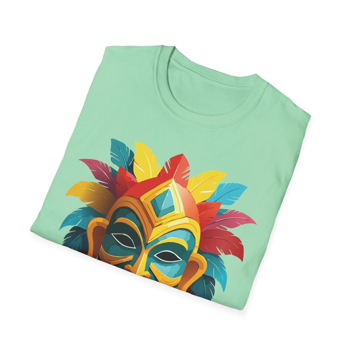 Unisex Mask Tee Shirt Gildan Softstyle 64000 Cotton Masquerade Design For Everyday Wear