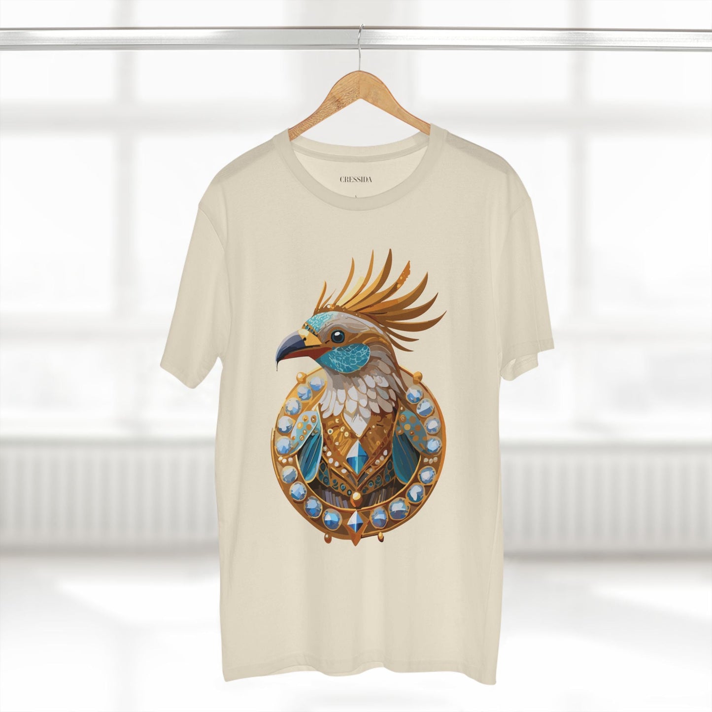 Bird Graphic Unisex 100 Cotton Tee With Unique Animal Golden Medallion Art Design 23