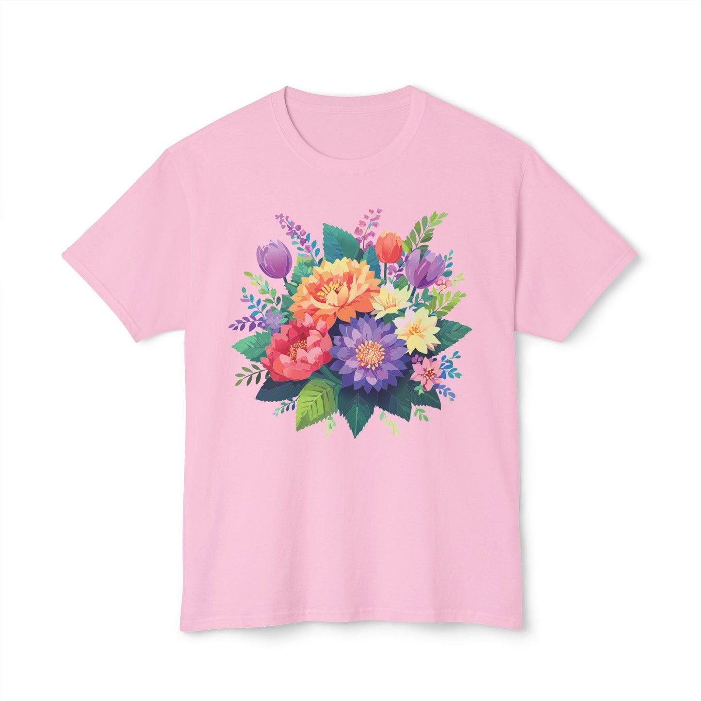 Unisex HD Cotton Art Print T Shirt Floral Design Tee Vintage Flowers Tee Shirt Made in USA