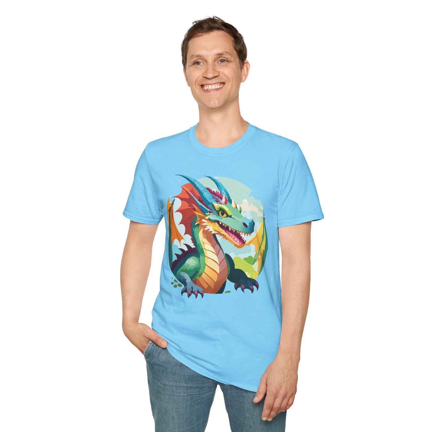 Unisex Dragon Graphic Tee By Gildan Softstyle 64000 Short Sleeve Cotton Tee Art Design