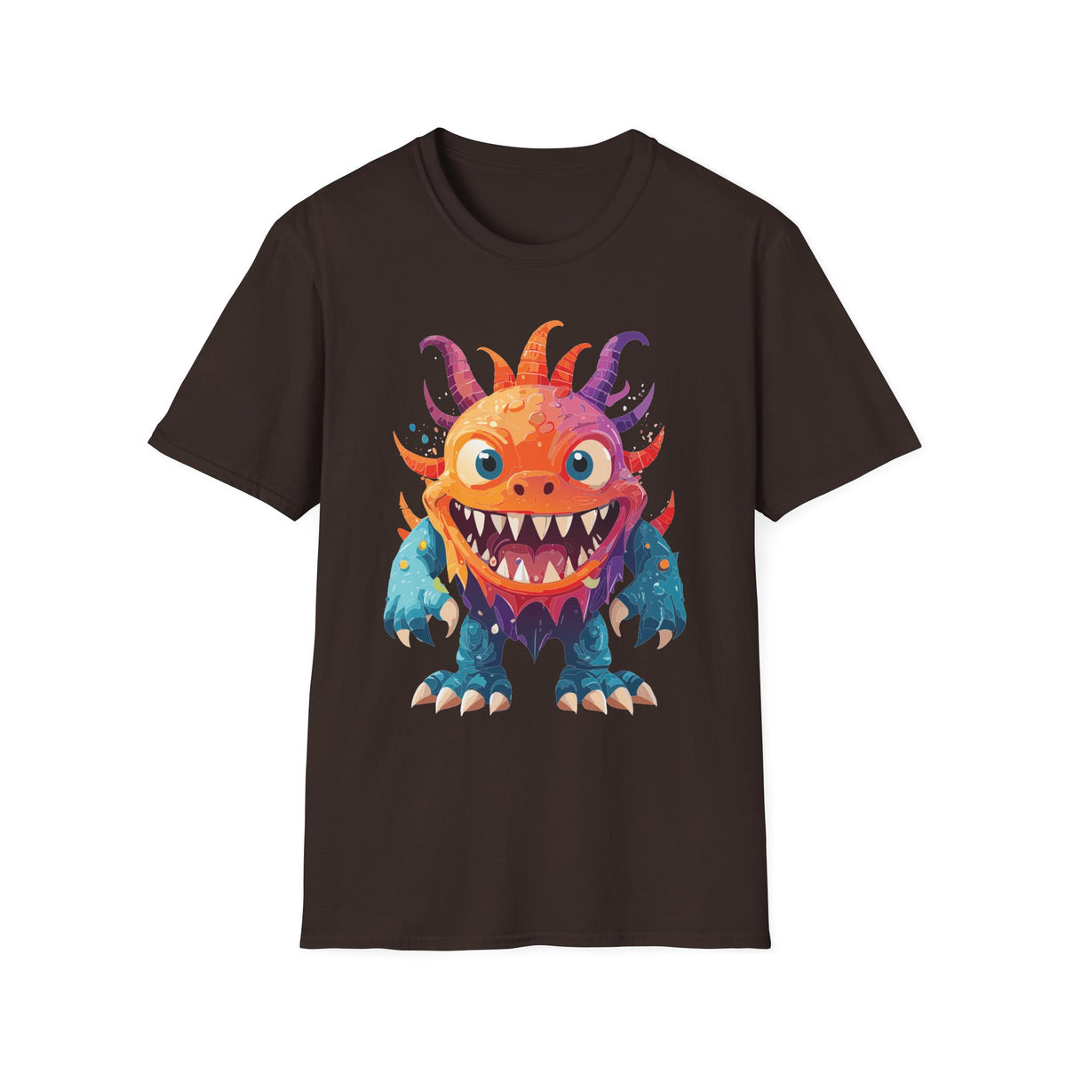 Colorful Cartoon Monster T-Shirt | Cute Spiky Halloween Creature Graphic Design Unisex 100 Cotton Gildan T-Shirt