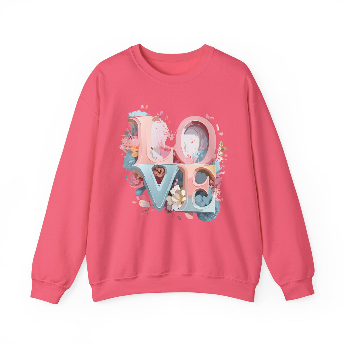 Floral Love Graphic Valentine's Day Sweatshirt Unisex 50/50 Cotton-Poly Sweatshirt w48
