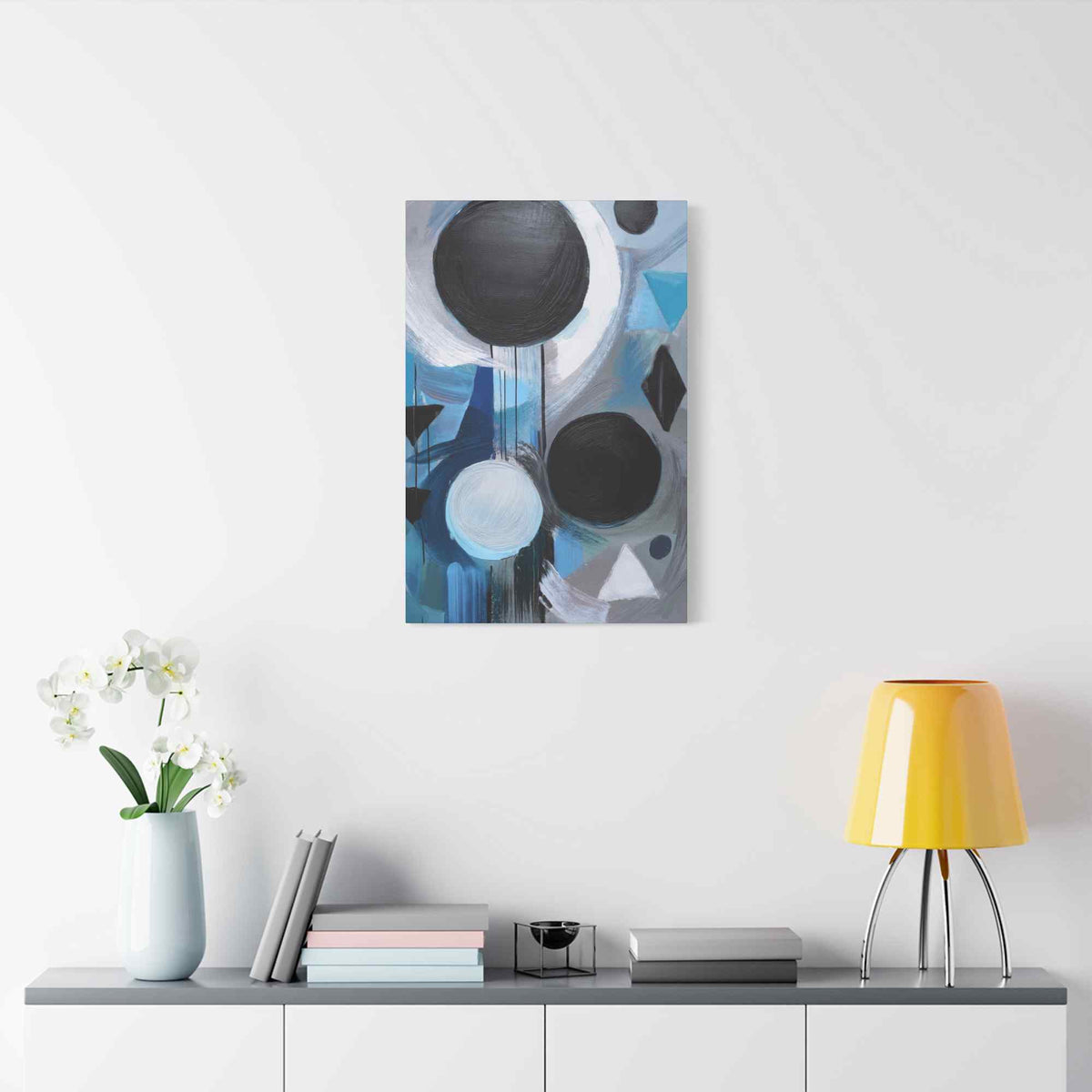 Blue Abstract Painting Print Canvas 20x24,20x30,24x30, 24x32,24x36,30x40, 32x48,36x48,40x60 Pine-Wood Inner Frame ABS-30