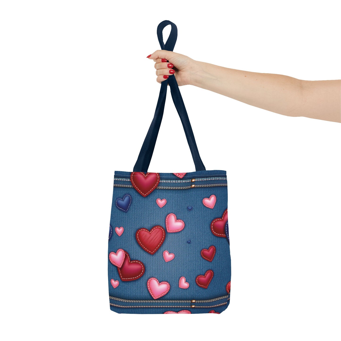 Love Day Graphic Design Denim Fabric Imitation Print Unisex Canvas Bag POLY 3 Sizes Tote Bag 201-29