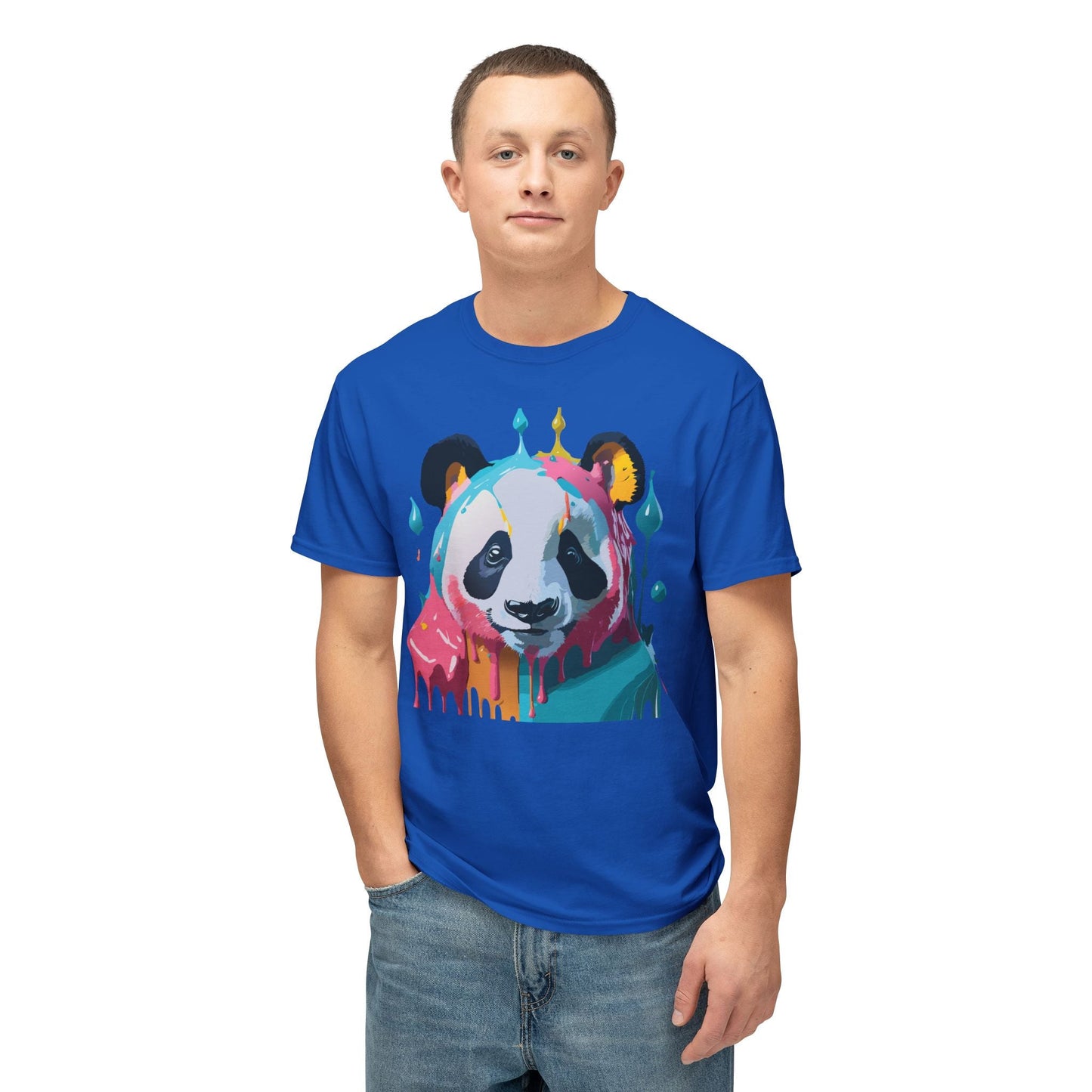 Unisex Panda Art T Shirt With Floral Design Print In HD Cotton 100 Percent USA Made