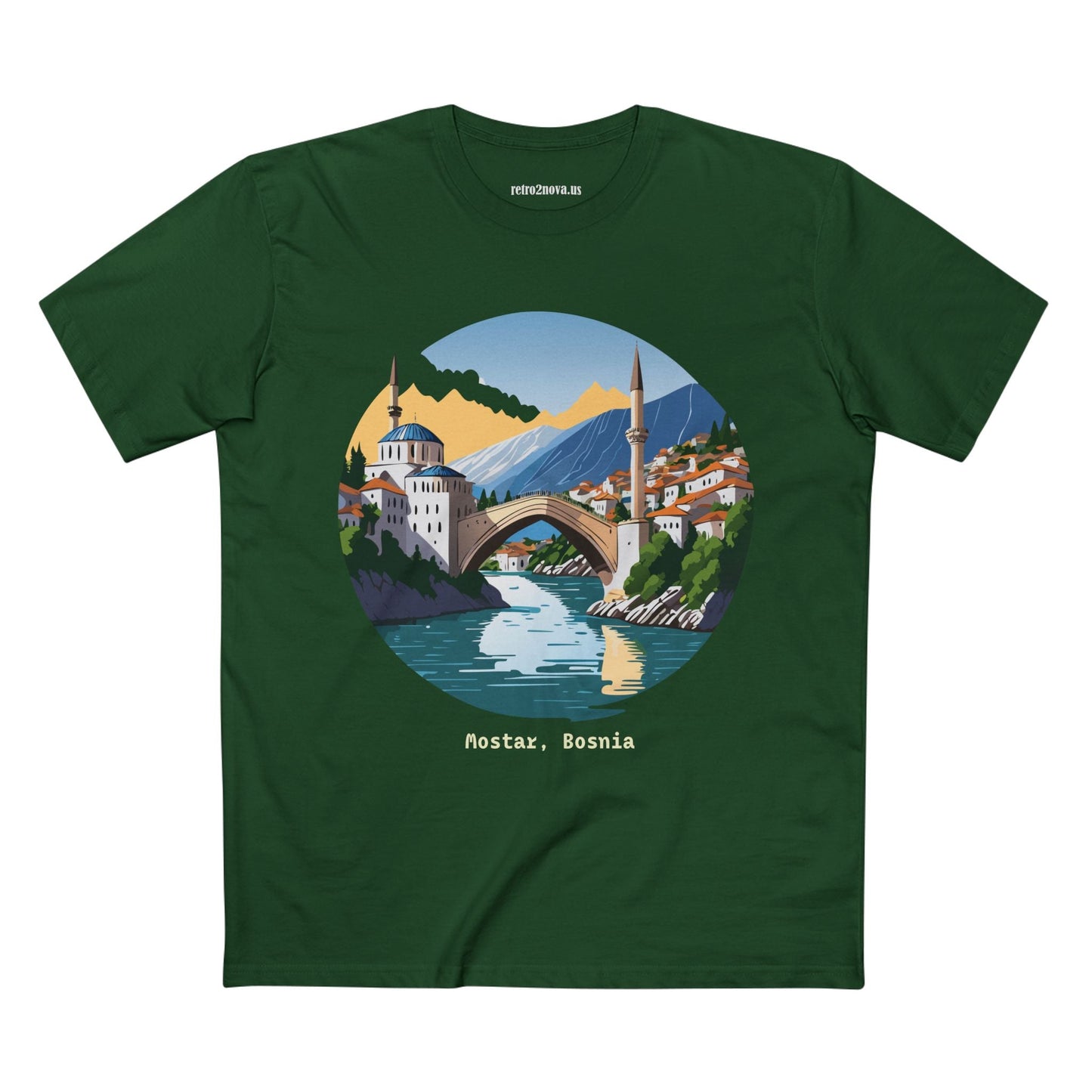 Bosnia Travel Shirt Unisex Premium Cotton Tee With Original Art Design Retro2Nova TT 48