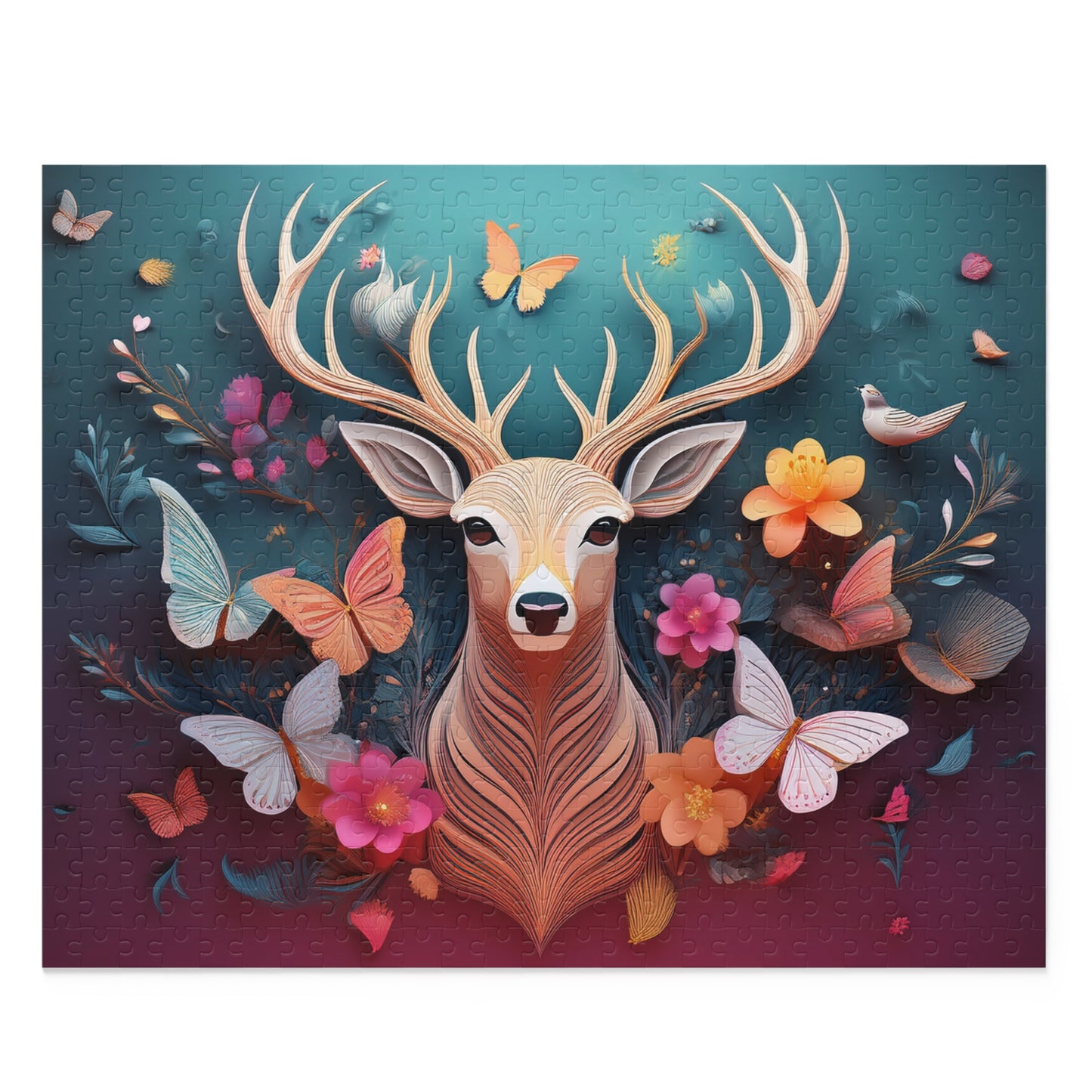 Puzzles-49 Kids Deer Puzzle 500-Piece | Floral Deer Puzzle 500-Piece, Animals Kids Puzzles Size: 16" x 20",  Ages 9+