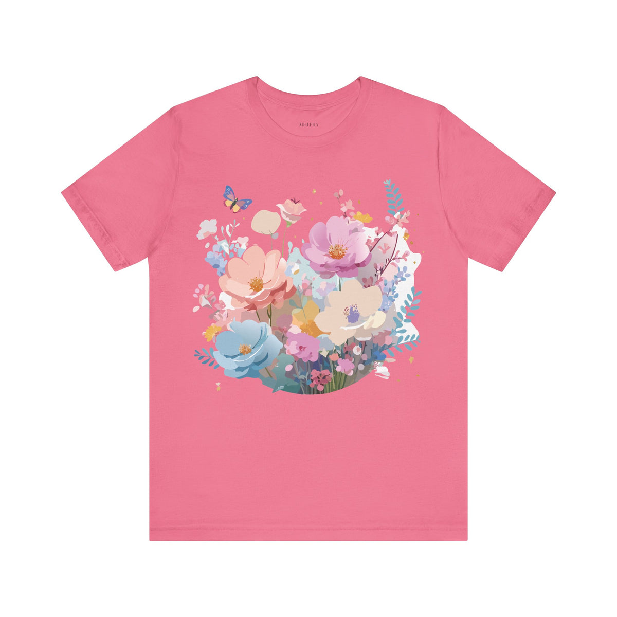 Floral Graphic Unisex Cotton Bella+Canvas Tee with Flowers Art Design n117