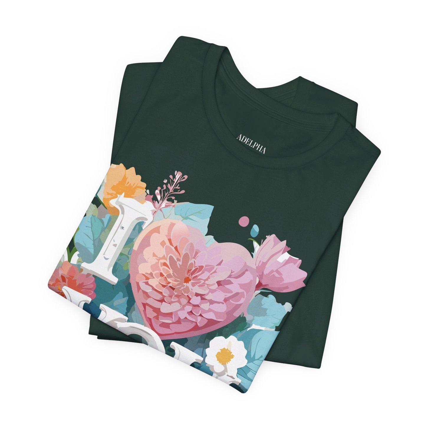 Valentine Day Graphic Unisex 100 Cotton Vintage Artwork with Love and Flower Design Tee 9