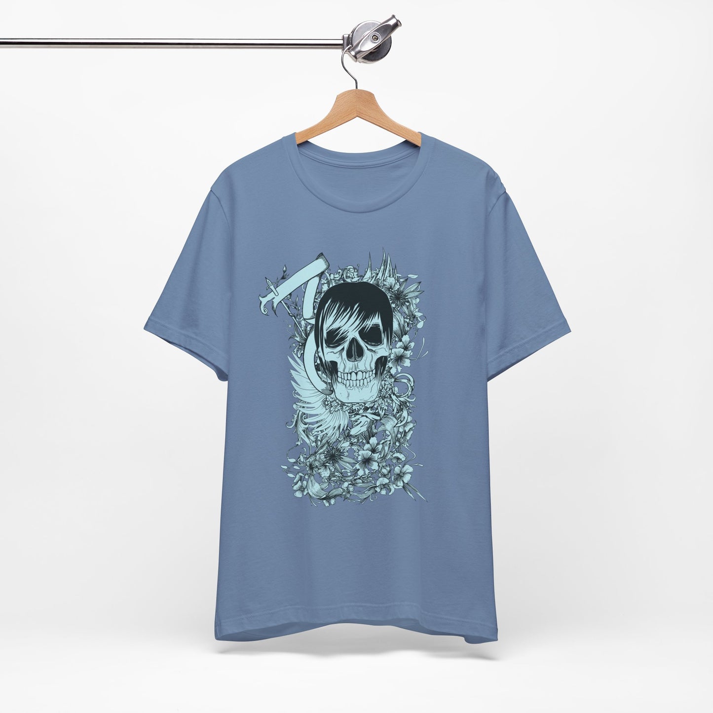 Sky Skull Graphic Design Tee, Skull Shirt, Vintage Tees, Art Design T-Shirt, Vintage Graphic Tee, Art Shirts with Skulls