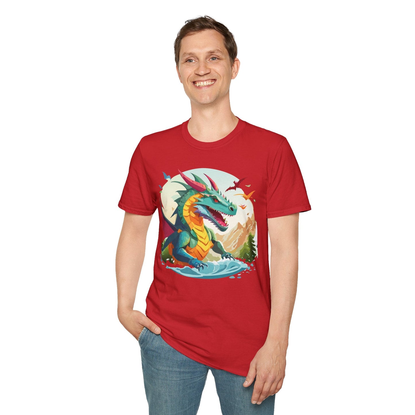 Dragon Graphic Unisex Cotton Softstyle Art Design Tee With Animals 12