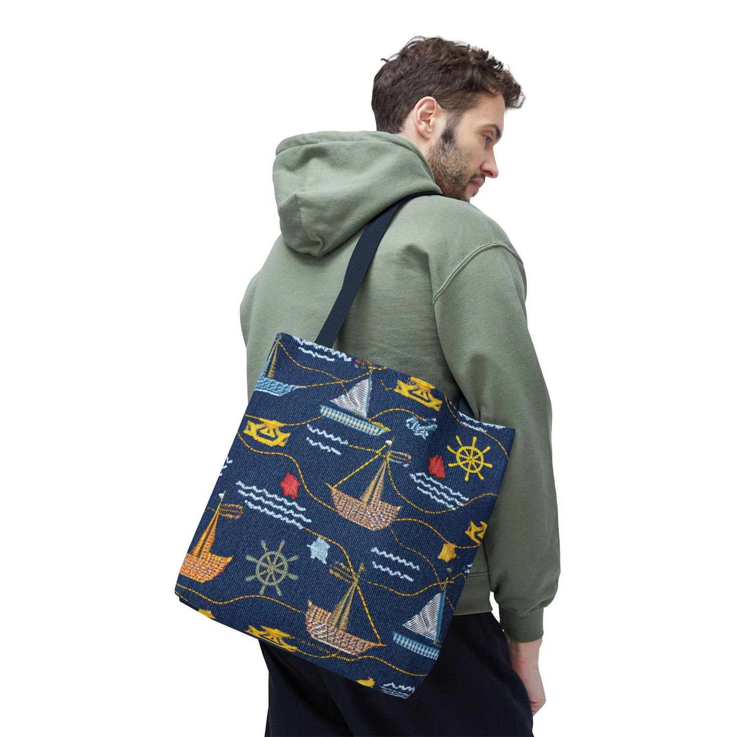 Denim Fabric Imitation Print Unisex Canvas Bag Poly Spun 3 Sizes Tote Bag 182-13