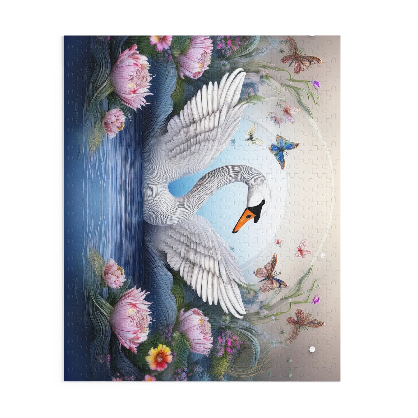 Puzzles-44 Kids Swan Puzzle 500-Piece  Floral Swan Puzzle 500-Piece, Birds Kids Puzzles Size: 16" x 20",  Ages 9+