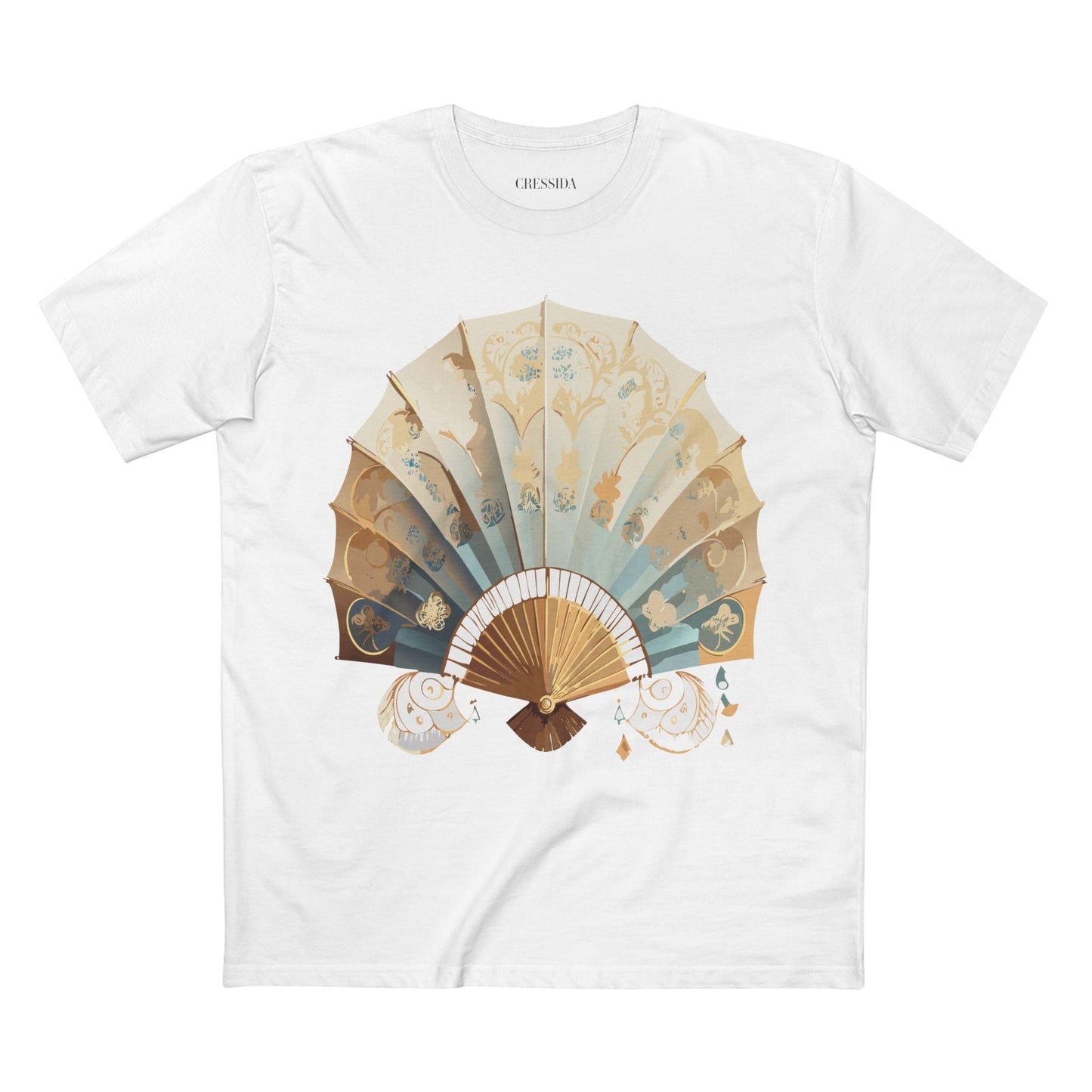 Antique Fan Graphic Design T-Shirt Unisex 100 Cotton Floral Carnival Artwork Tee 14