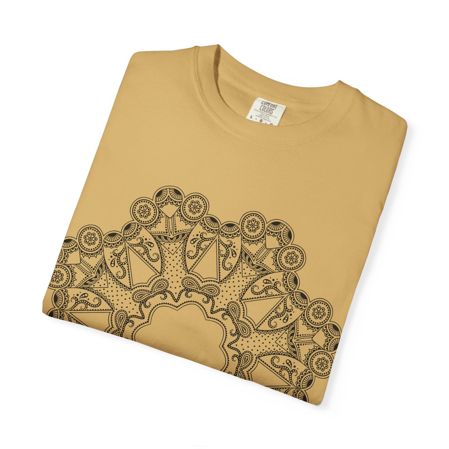 Unisex Garment Dyed Cotton T-Shirt with Mandala Graphic Design