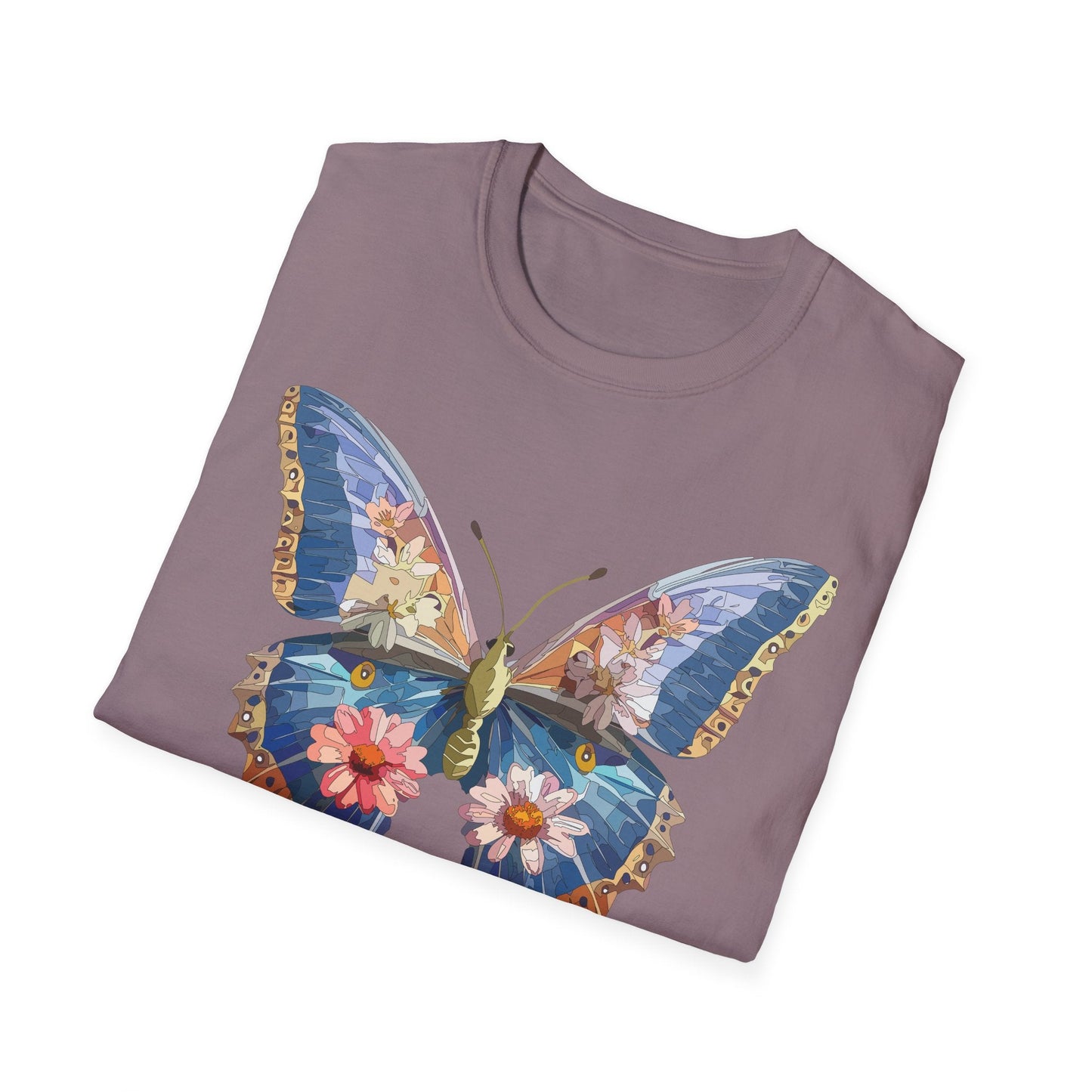 Butterfly T Shirt Unisex Softstyle 64000 Gildan Monarch Design 100 Percent Ring Spun Cotton Tee