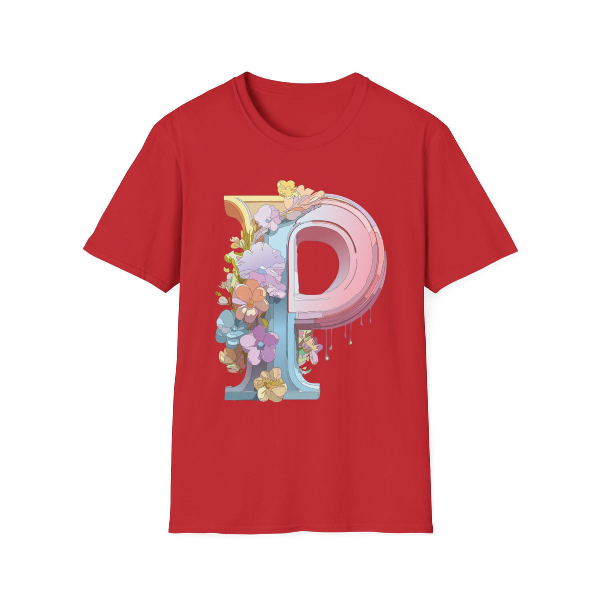 Floral Letter P Monogram T-Shirt | Pink Pastel Initial Tee