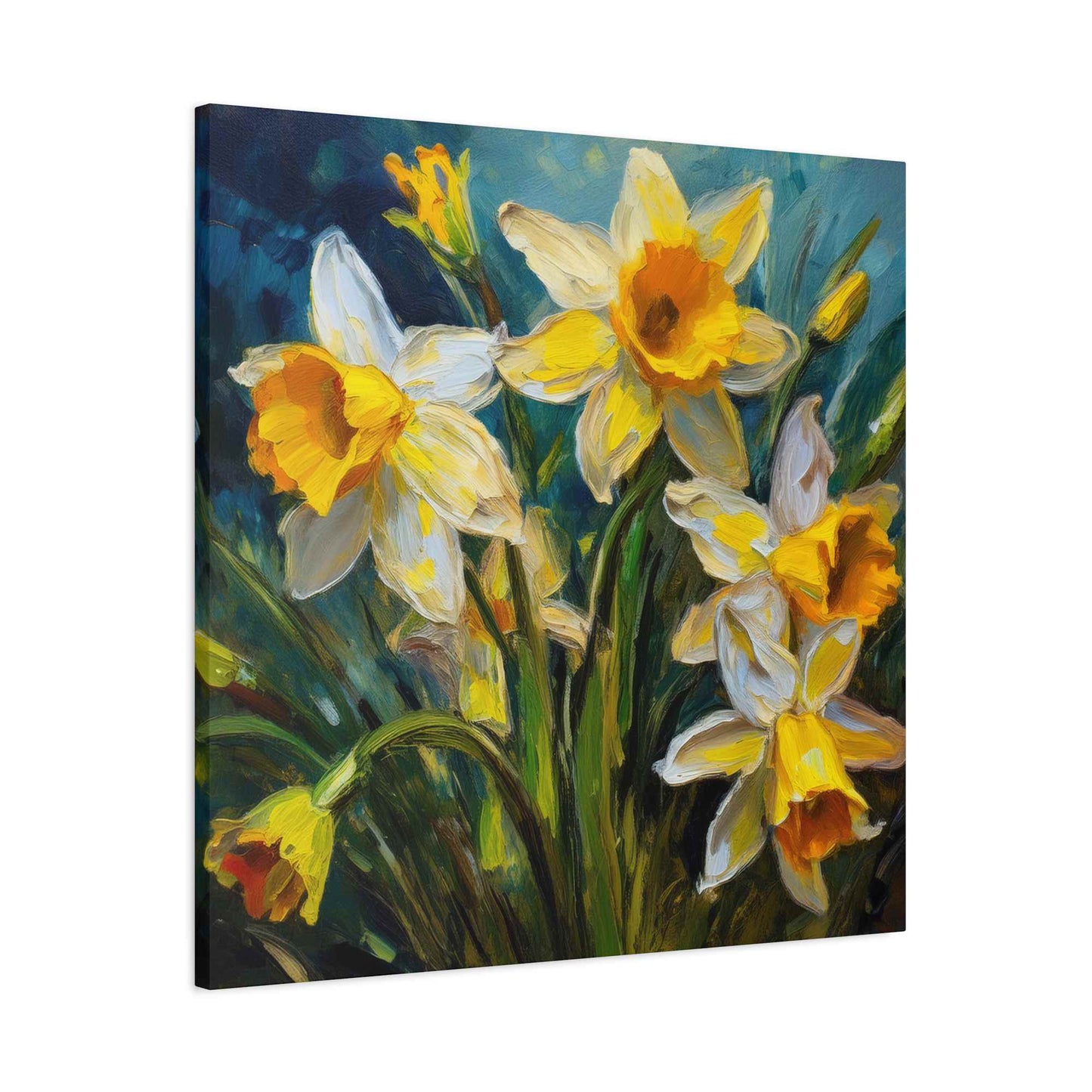 Narcissus Print Canvas, Floral Oil Paint Print 20x20, 24x24, 30x30, 32x32, 36x36 Art Design Pine-Wood Inner Frame MC-176