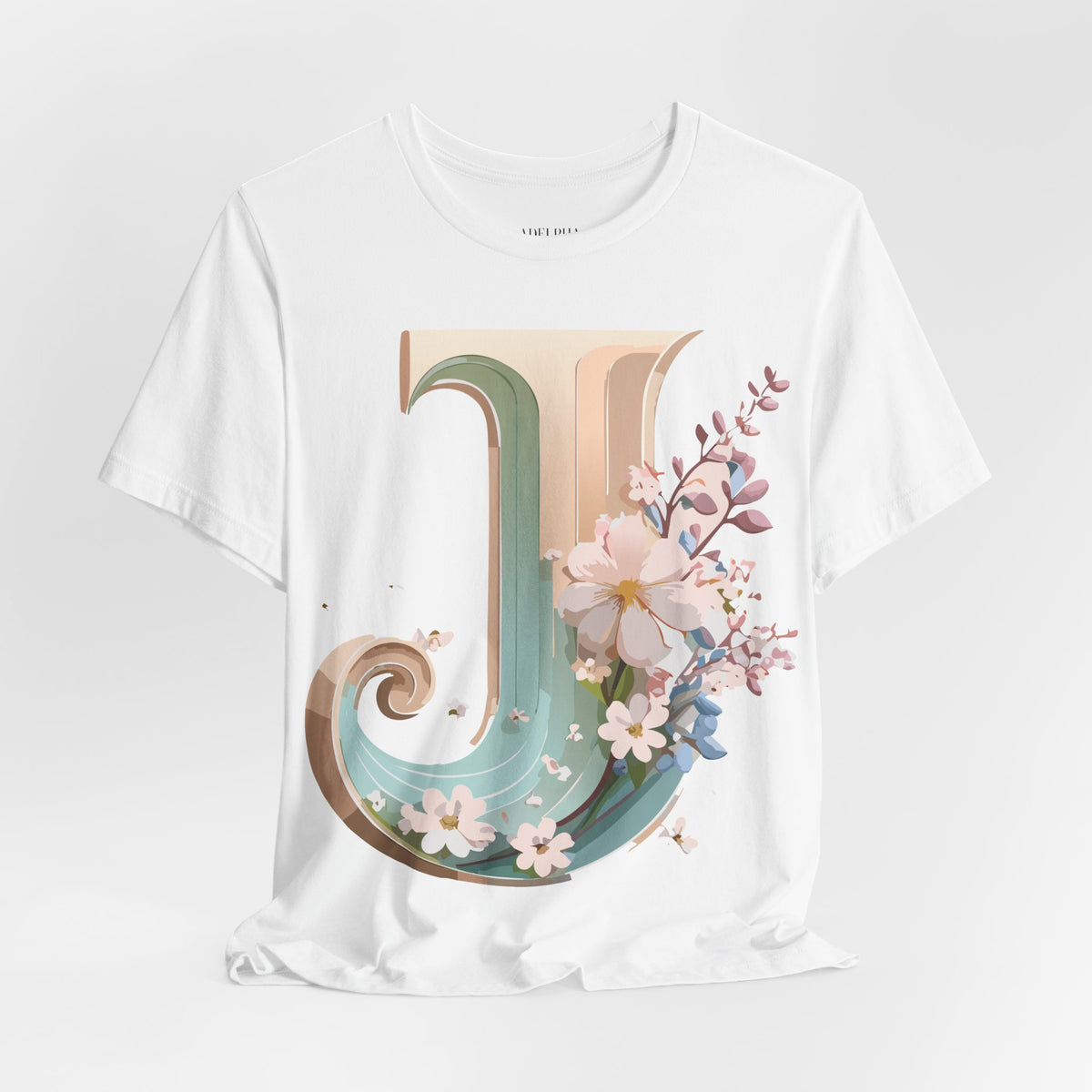 Letter J Graphic Unisex Cotton Bella+Canvas Tee with Art Letter Design