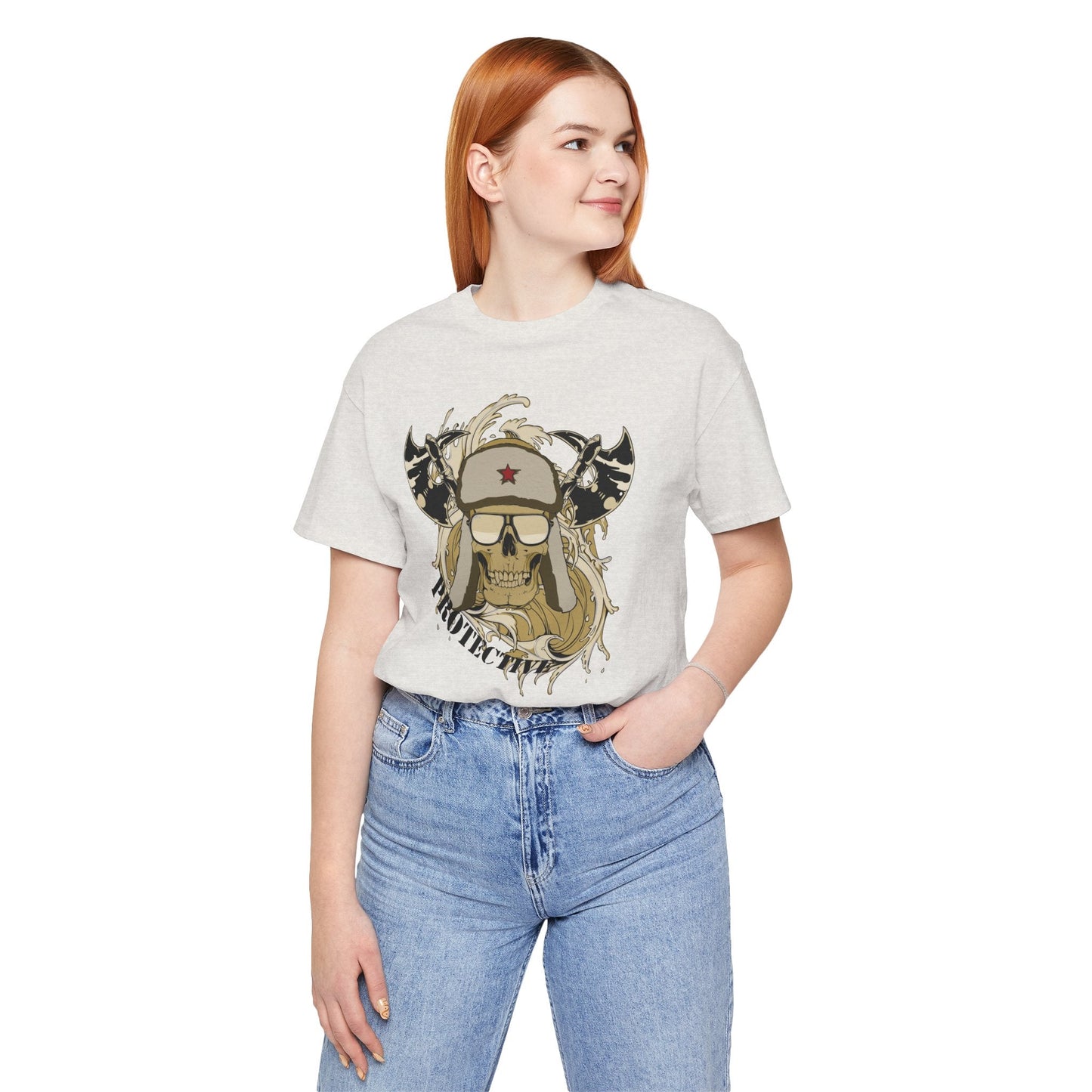 Viking Skull Graphic with Horned Helmet T-Shirt Captain Design Tee Art-41