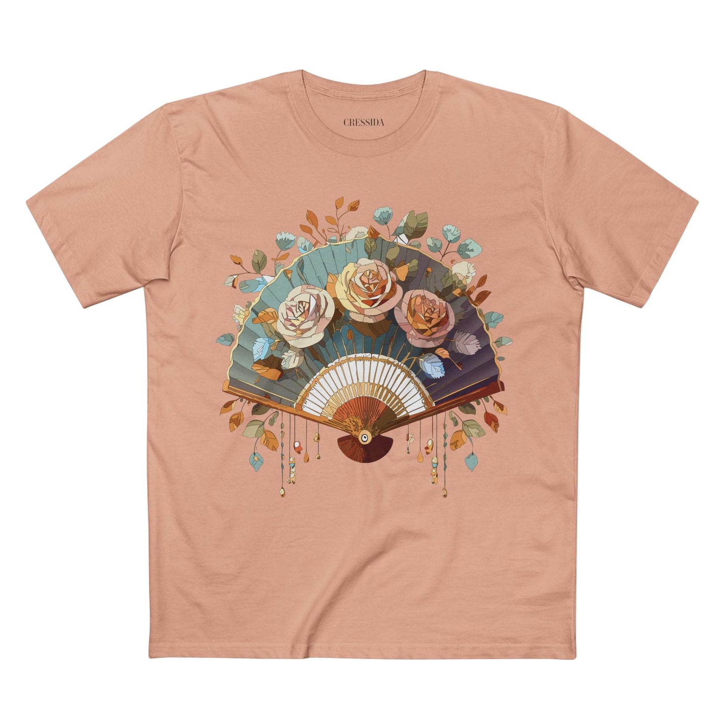 Antique Fan Graphic Design T-Shirt Unisex 100 Cotton Floral Carnival Artwork Tee 5