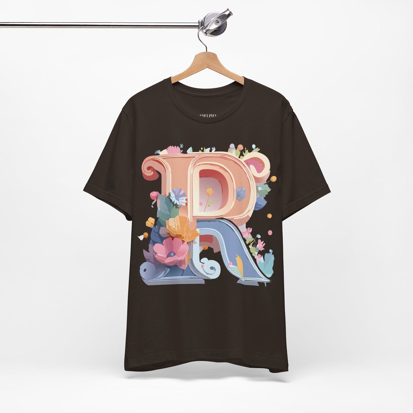 Letter R Shirt Unisex Graphic Tee Premium Cotton Vintage Inspired Art By Adelpha Short Sleeve