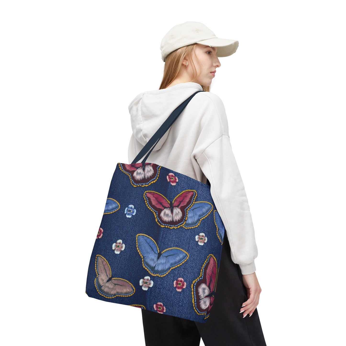 Denim Fabric Imitation Print Unisex Canvas Bag Poly Spun 3 Sizes Tote Bag 180
