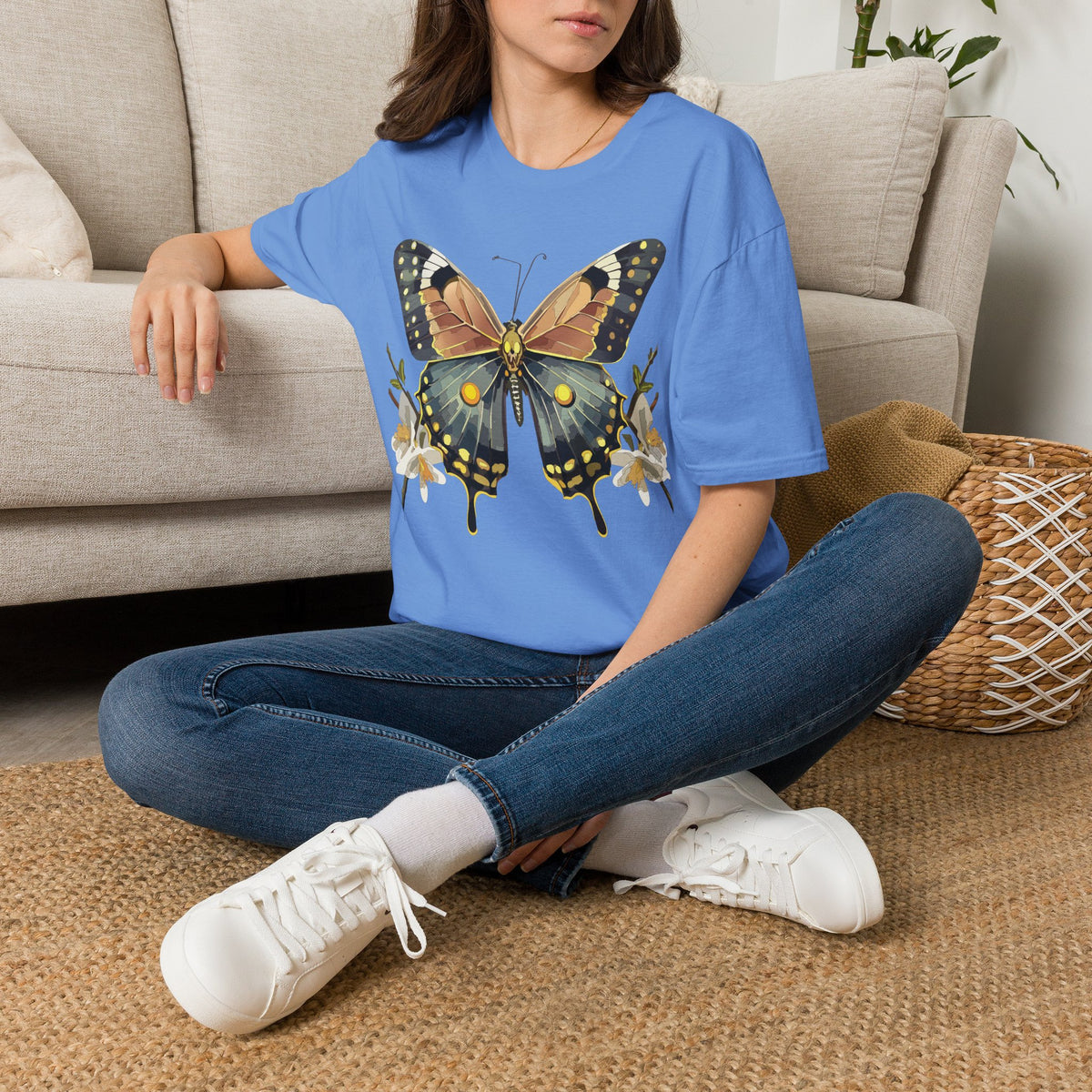 Butterfly Floral T‑Shirt — Vintage Monarch Graphic Tee Unisex 100 Cotton Gildan T-Shirt