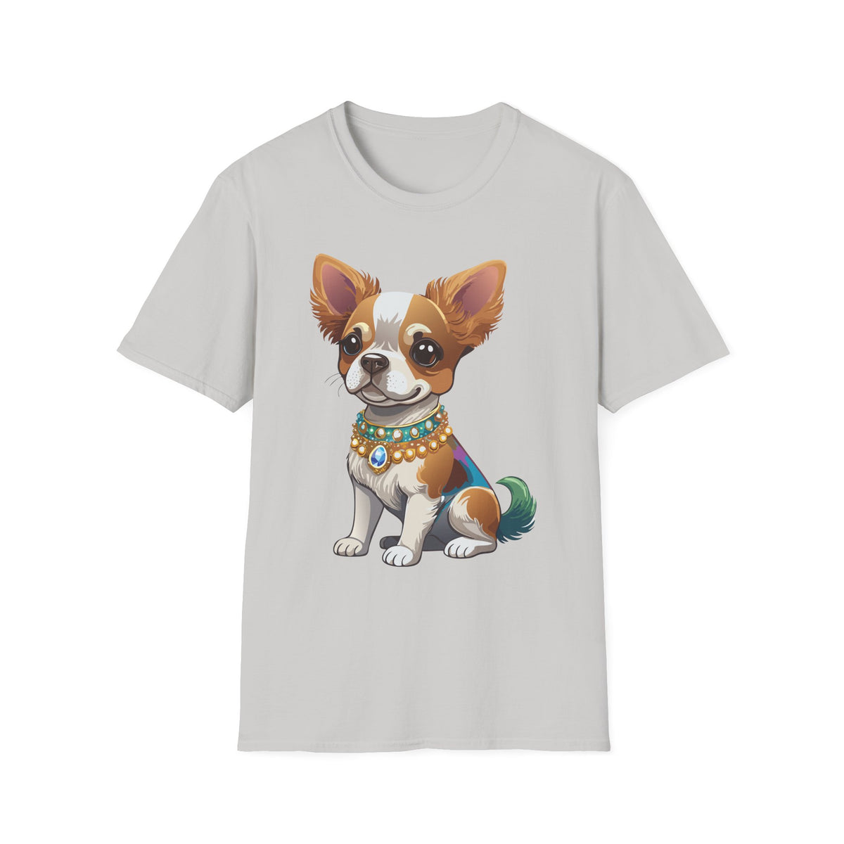 Chihuahua Pup Graphic T-Shirt — Cute Jewel-Collared Dog Graphic Design Unisex 100 Cotton Gildan T-Shirt