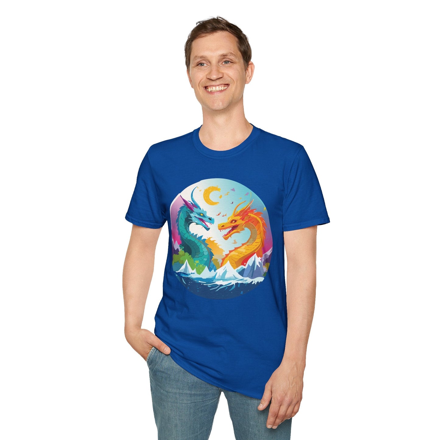 Dragon Graphic Unisex Cotton Softstyle Art Design Tee With Animals 29