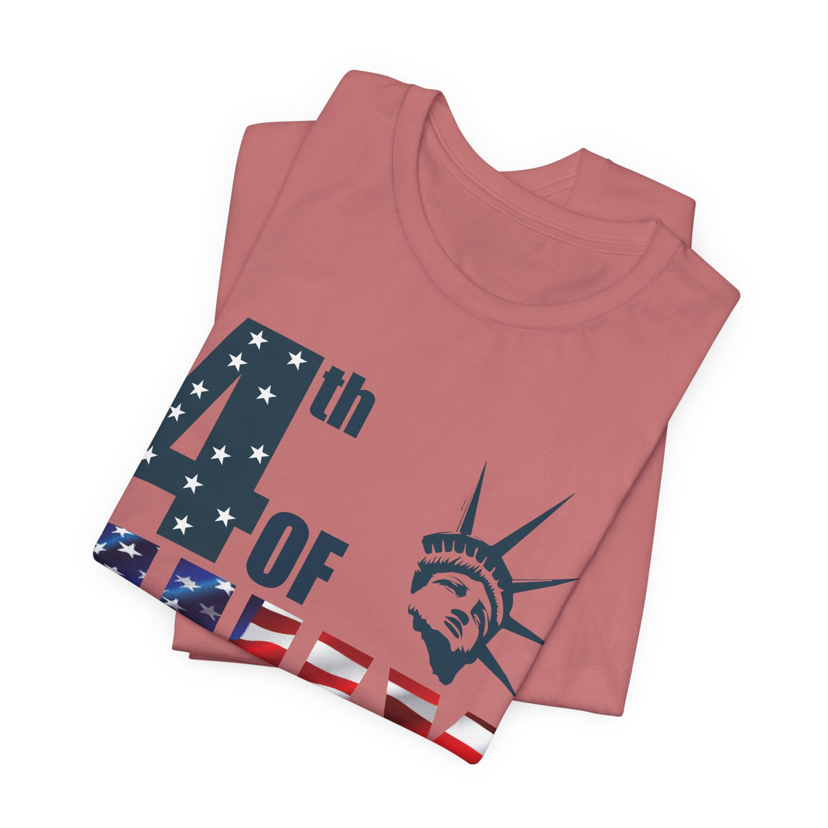 4th of July Independence Day T-Shirt American Flag Statue of Liberty Design Unisex Cotton 026