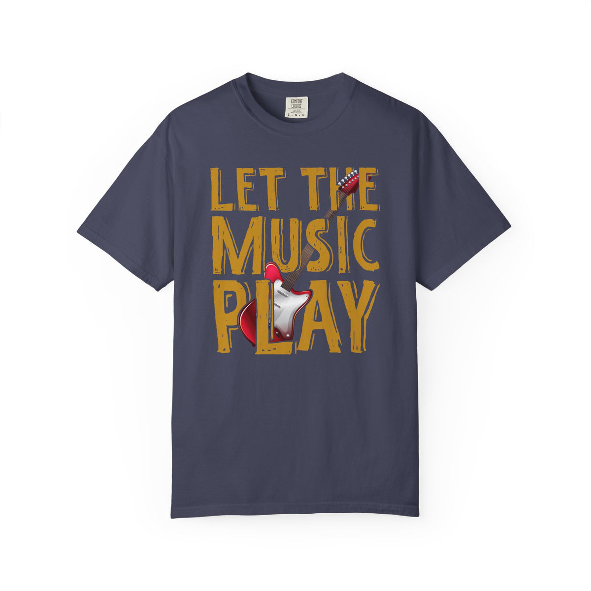 Let The Music Play Guitar T-shirt Music Typography Unisex Cotton Tee Comfort Colors 002