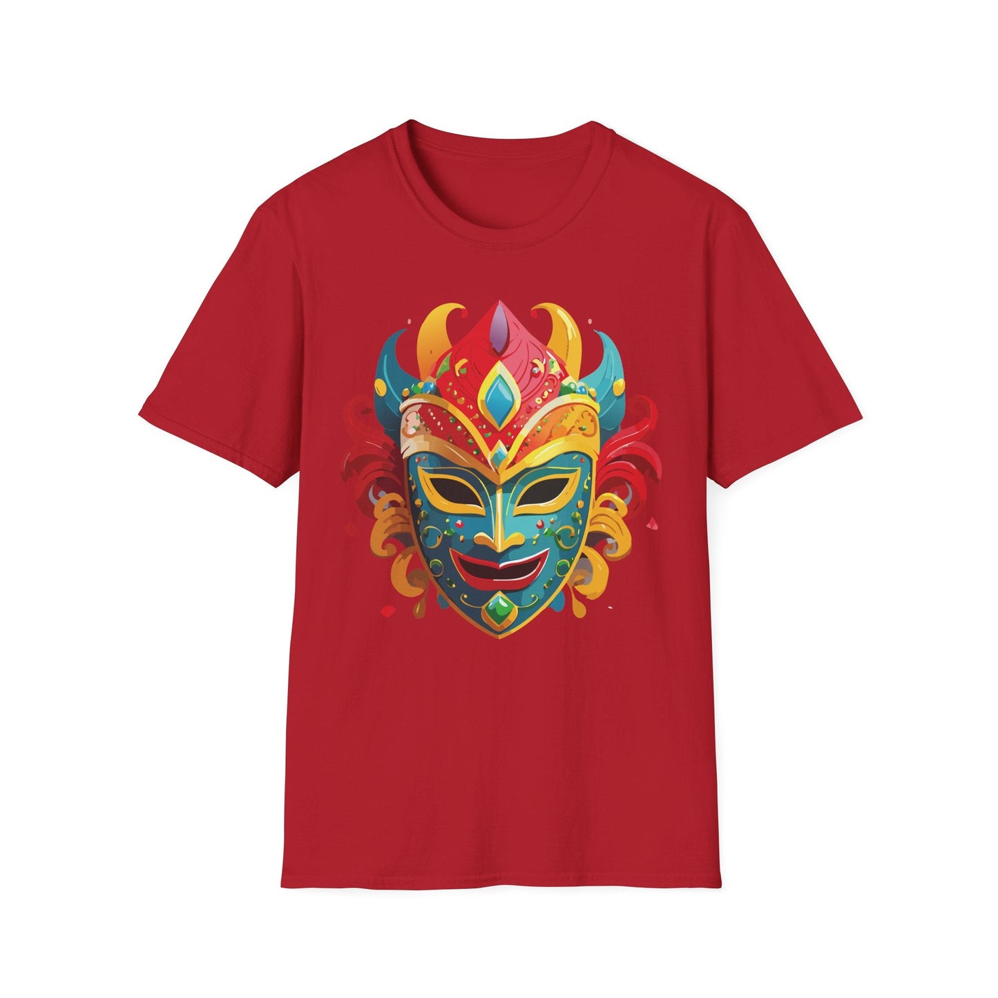 Unisex Mask Tee Shirt Gildan Softstyle 64000 Ring Spun Cotton Breathable Masquerade Design
