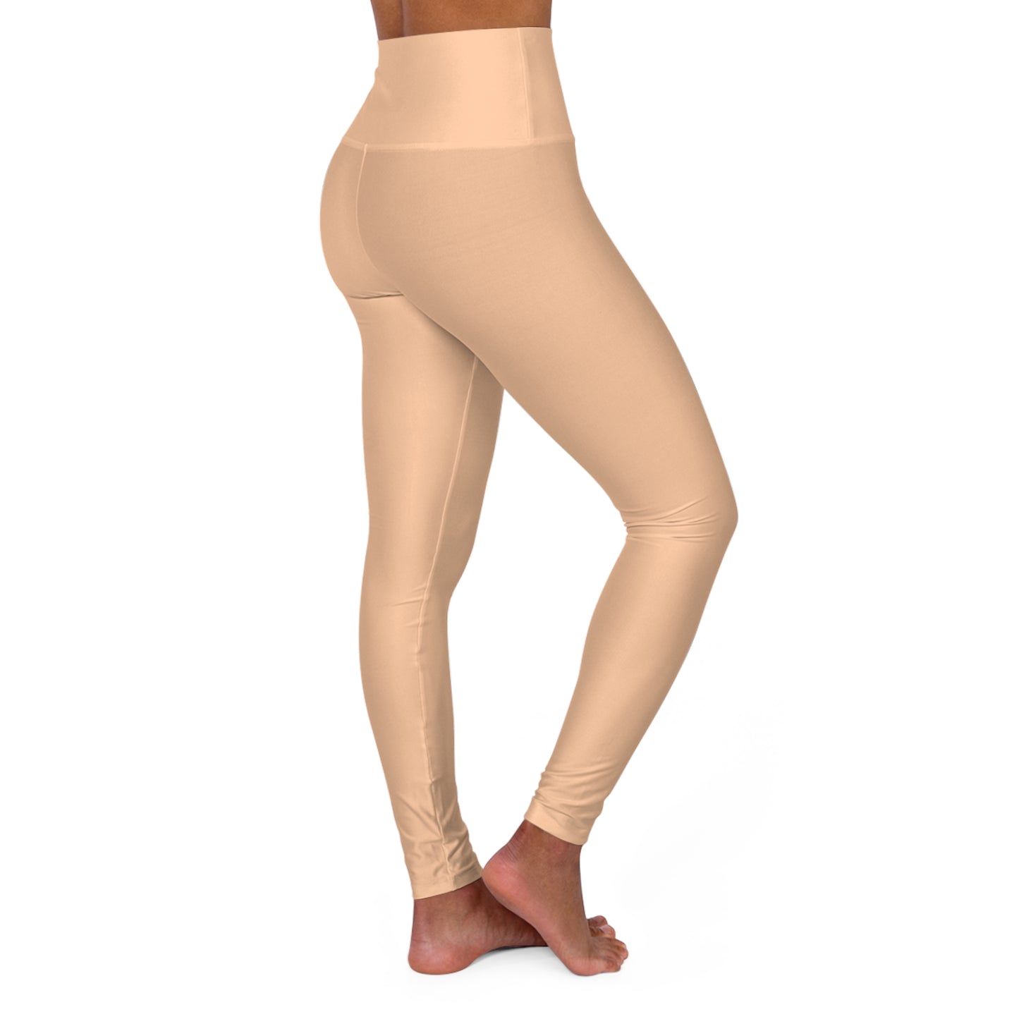 Peach Glow Color High-Waist Yoga Leggings Women's Seamless Poly-Span Stretchy Pants XS-2XL