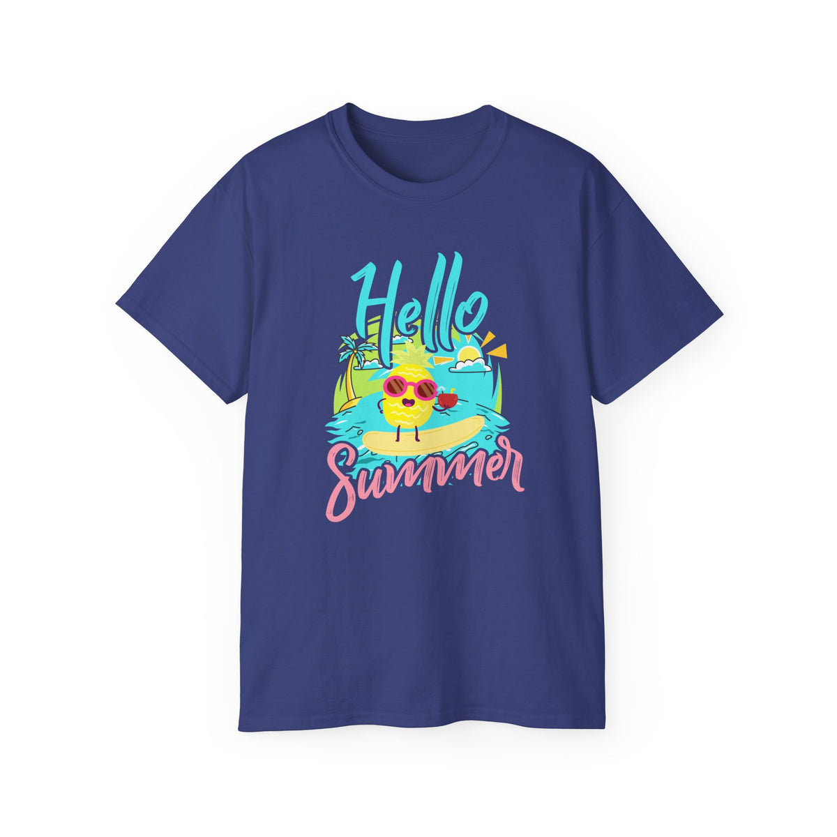 Hello Summer chick graphic Tee | Summer beach sun illustration