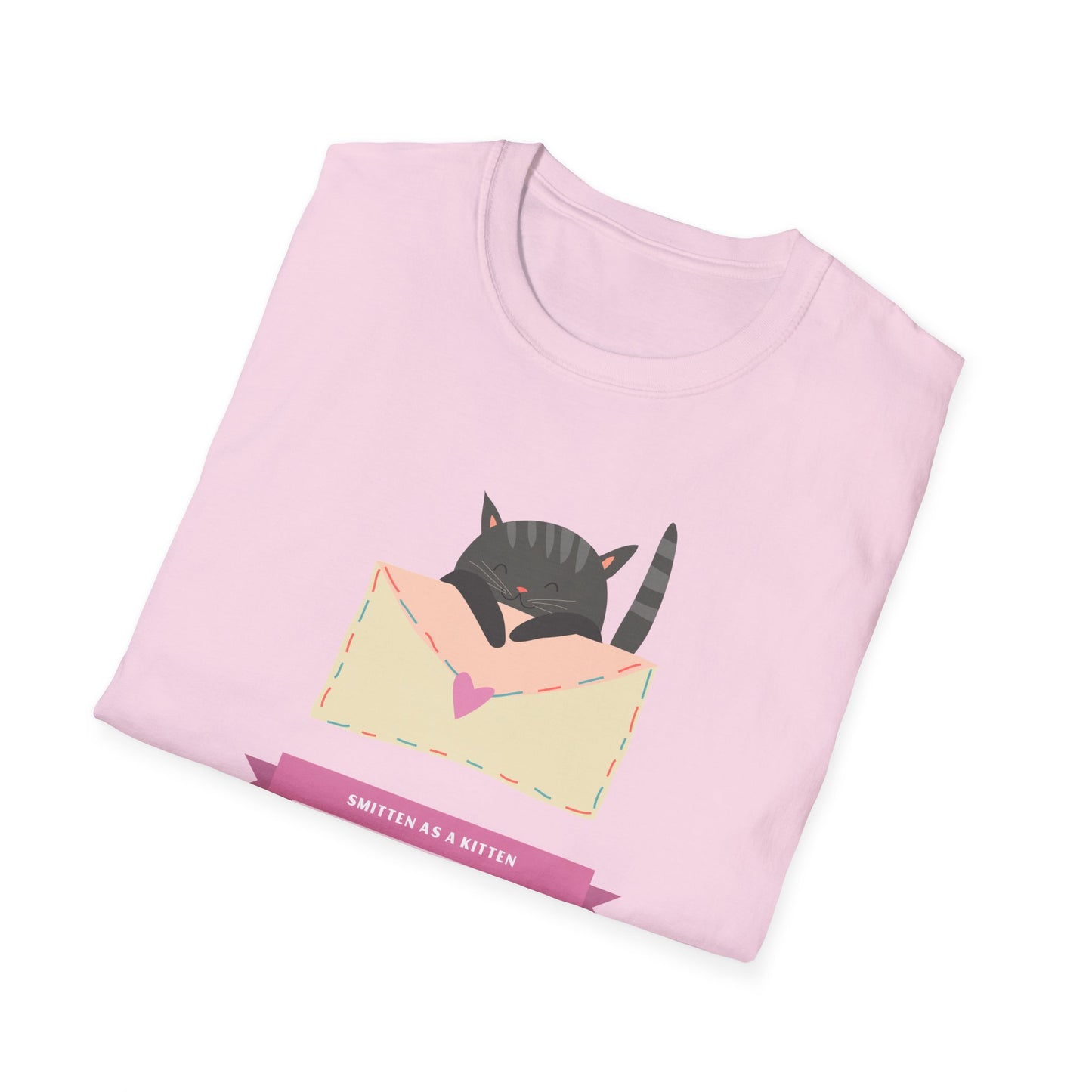 Cat Heart T-Shirt, T-Shirt with Love Cat, Valentine Day Tees with Animals, Unisex Cotton Tee with Art Design 34