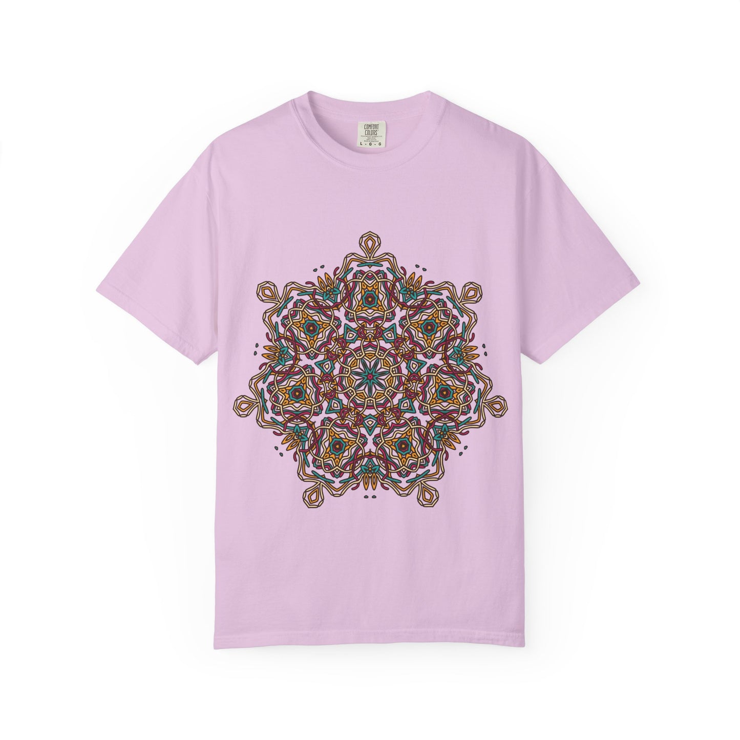 Unisex Garment Dyed Cotton T-Shirt with Mandala Graphic Design