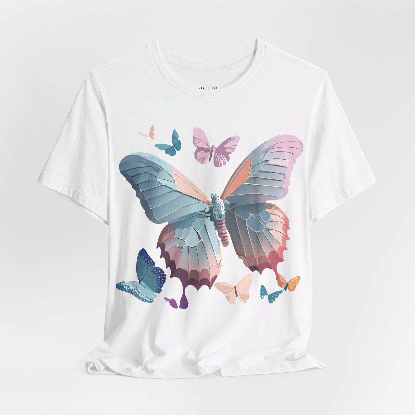 Butterfly Graphic Short Sleeve Tee Unisex Vintage Art Shirt By Adelpha
