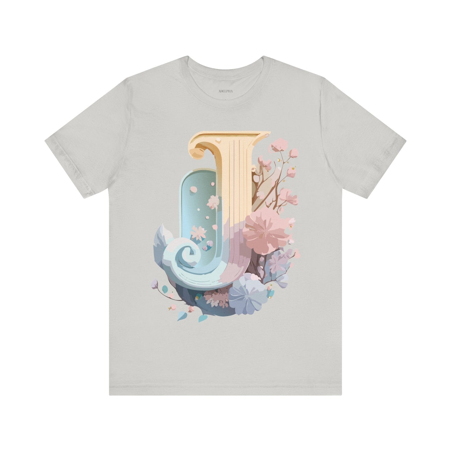 Letter J Shirt Unisex Graphic Tee Adelpha Vintage Inspired Artwork Design Short Sleeve