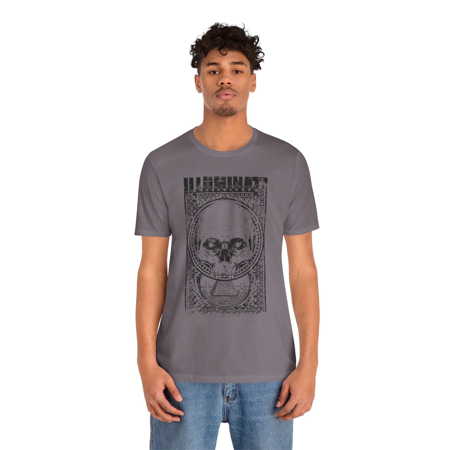 Skull Circle Graphic T-Shirt Vintage Etching Illustration Art Design Tee A-9