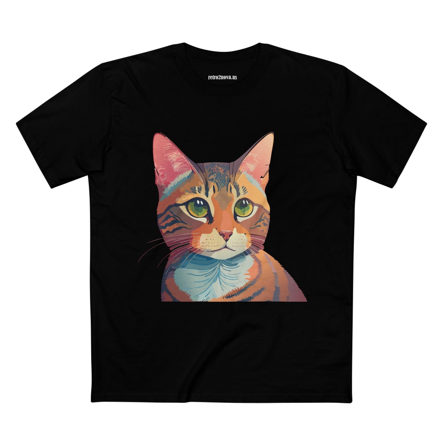Retro2Nova Cat Art Tee Unisex Premium Cotton Shirt With Original Artwork Design Soft Breathable Comfort Everyday Wear