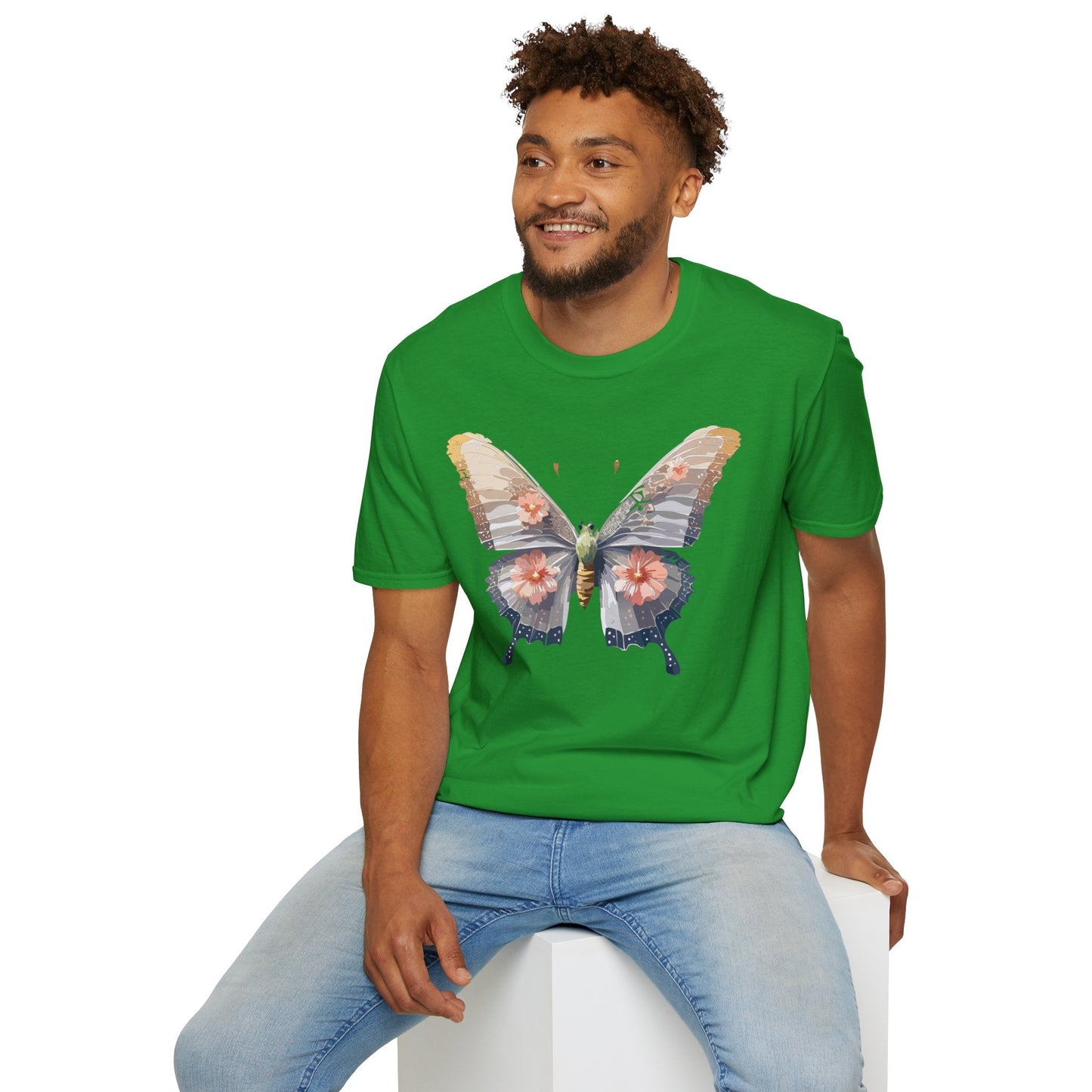 Butterfly T Shirt Unisex Monarch Design Gildan Softstyle 64000 100 Percent Ring Spun Cotton
