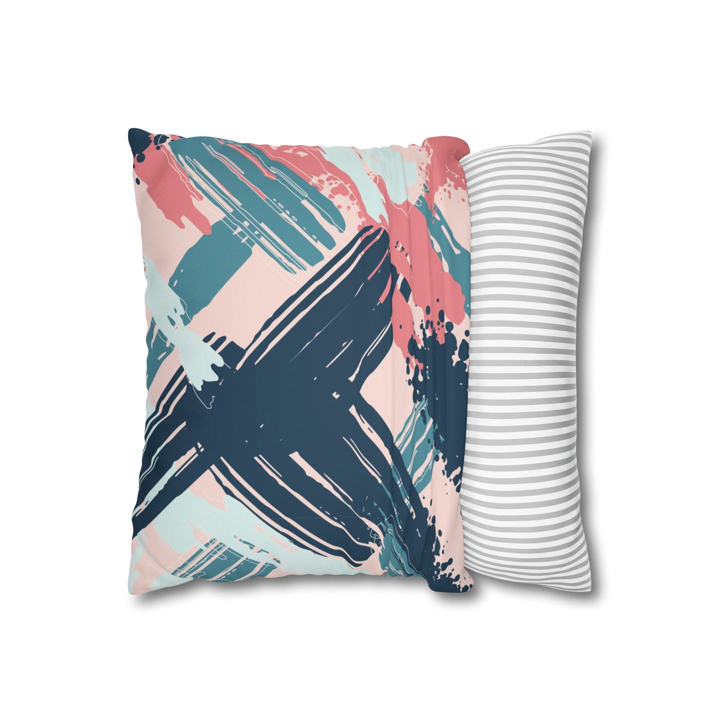 Faux Suede Pillowcase with Abstract print