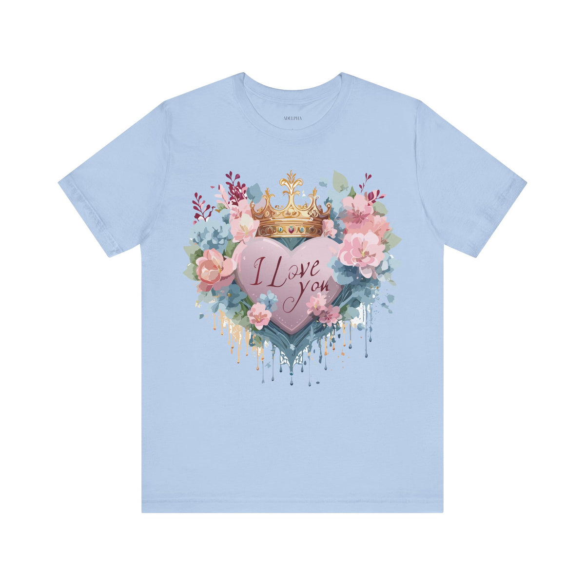 Valentine's Day Graphic Unisex Cotton Bella+Canvas Tee with Floral Art Design d133