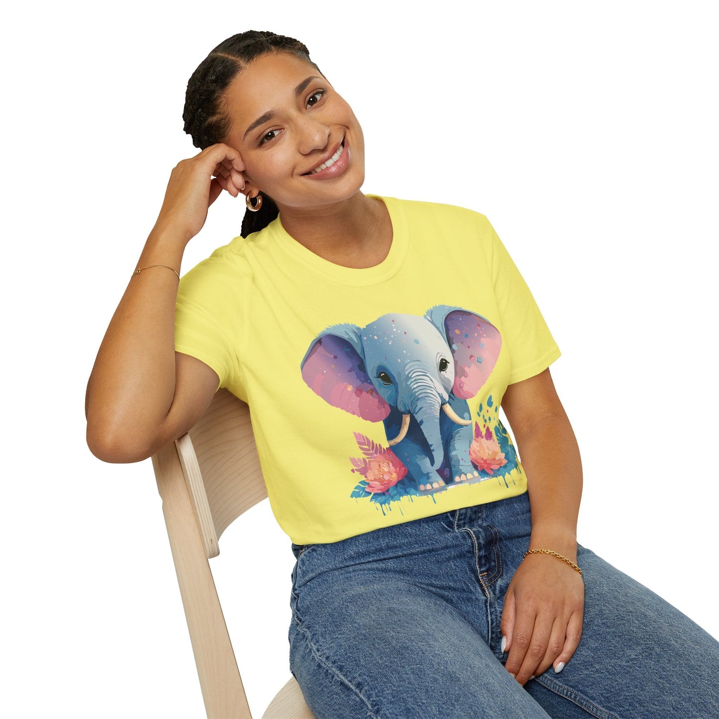Elephant T Shirt For Adults Unisex Gildan Softstyle 64000 100 Percent Ring Spun Cotton Tee