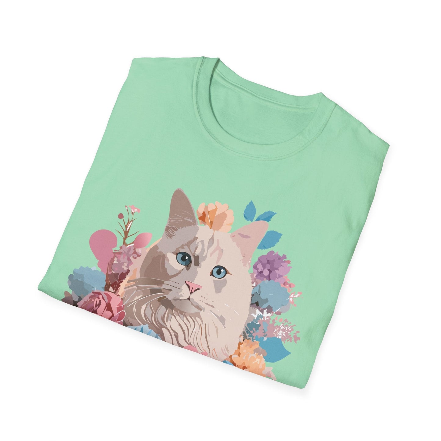 Cat Shirt Unisex Short Sleeve Cat Tee Kitten Design Gildan Softstyle 64000 Tee