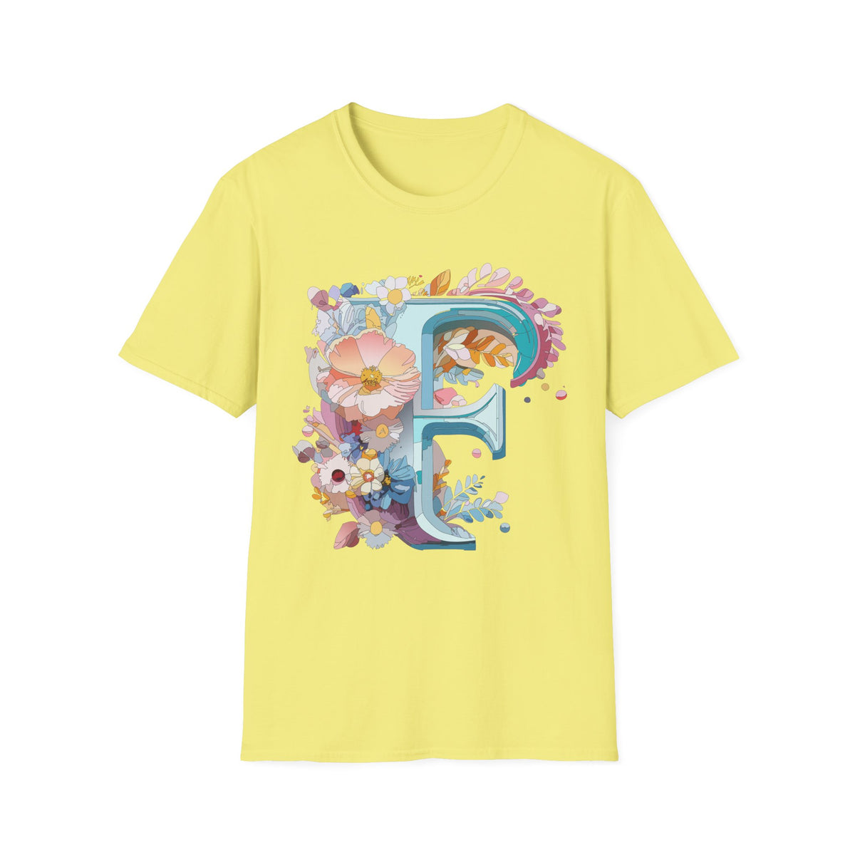 Floral Letter F T-Shirt | Botanical Monogram Tee, Initial F Shirt