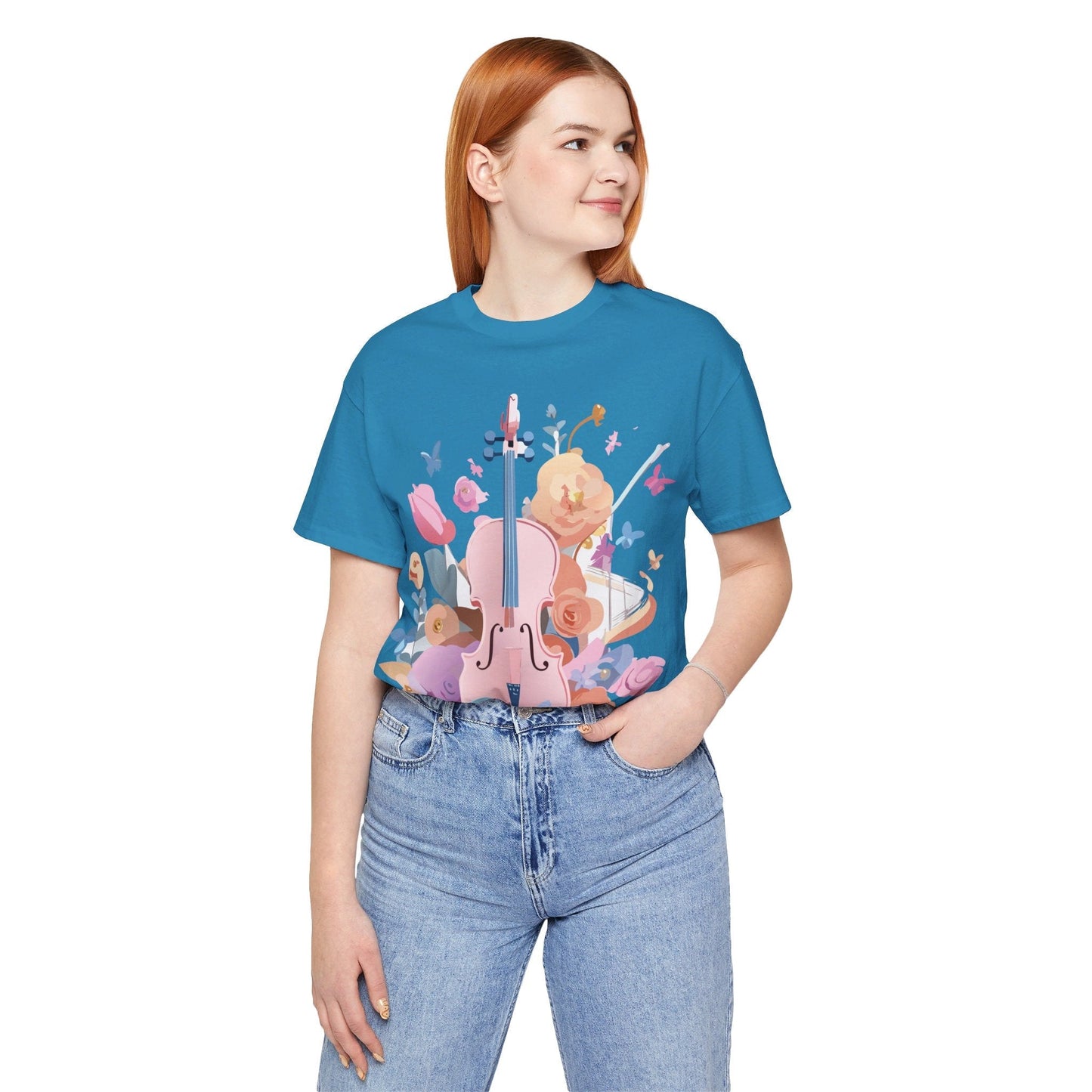 Music Graphic Unisex 100 Cotton Vintage Art with Musical Elements Tee 9